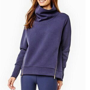 Addison Bay Everyday Mock Neck Zip Hem Pullover Size XL Navy
